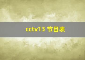 cctv13 节目表